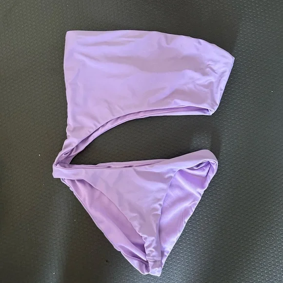 Superdown Lavender Purple Calla One Piece Monokini Strapless Swimsuit size XS - Picture 5 of 9